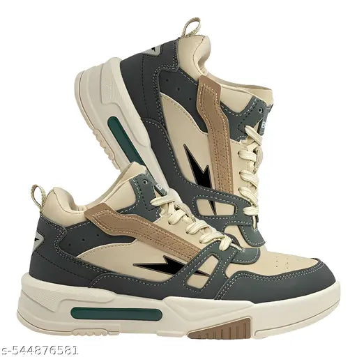 Men’s Chunky Beige & Grey Sneakers – Street Style Comfort Shopeazzy