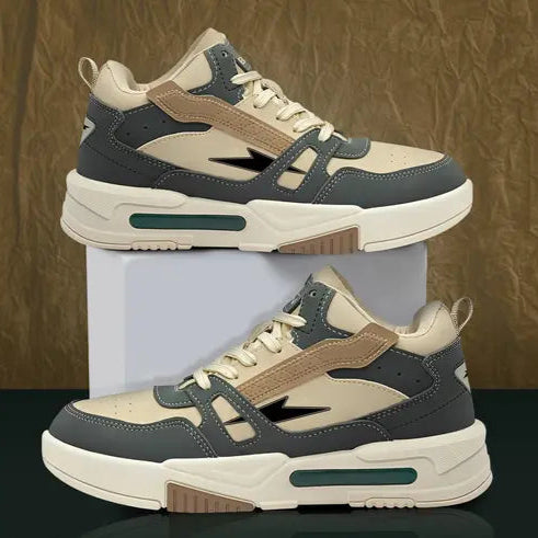 Men’s Chunky Beige & Grey Sneakers – Street Style Comfort Shopeazzy