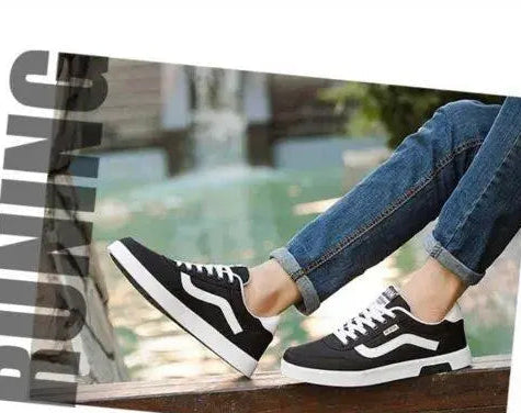 Men’s Black & White Casual Sneakers – Street Style Edition Shopeazzy